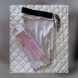 PINK Victoria's Secret Gray and Pink Highwaist Drawstring Campus Leggings